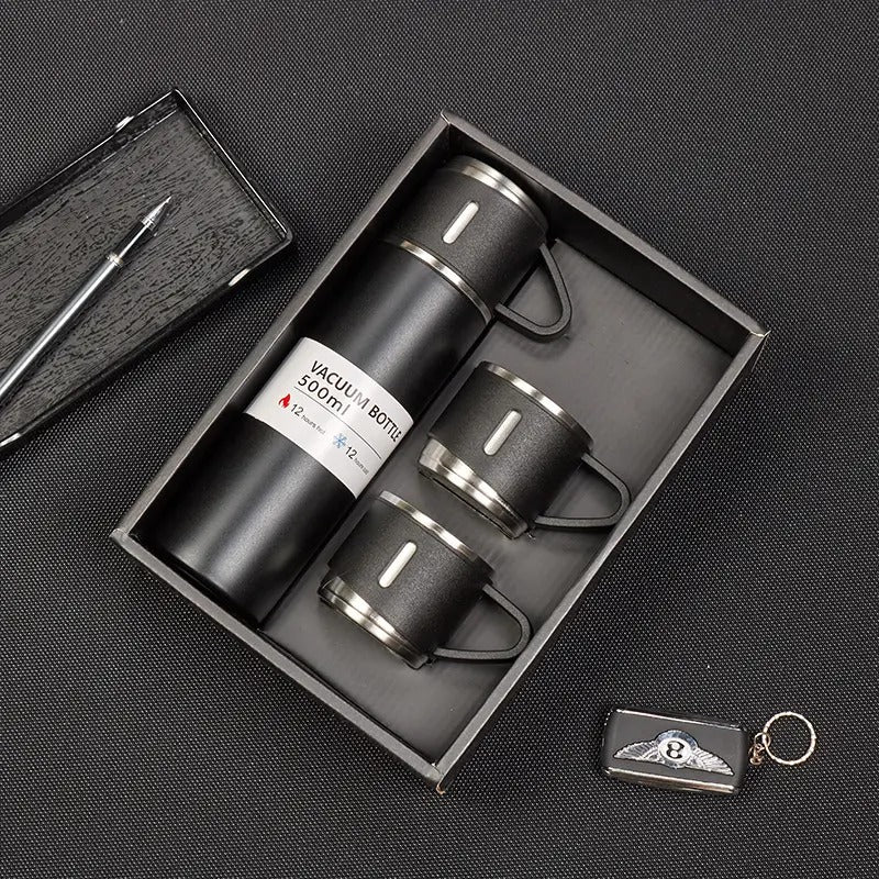 Vacuum Flask Set - Stainless Steel Thermos With Cups